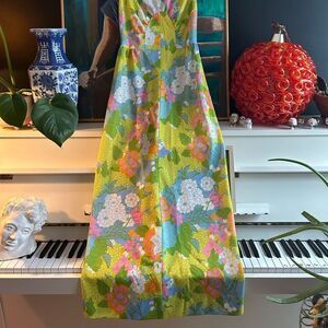 HOST PICK Vintage Alison Ayres Late 60s Floral Maxi Dress Groovy XS